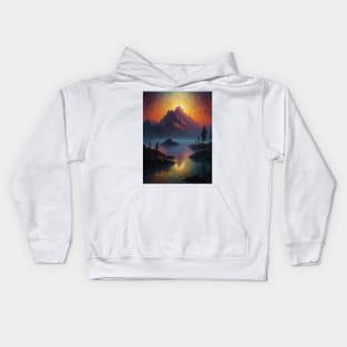 sterry foggy mountain lake Kids Hoodie